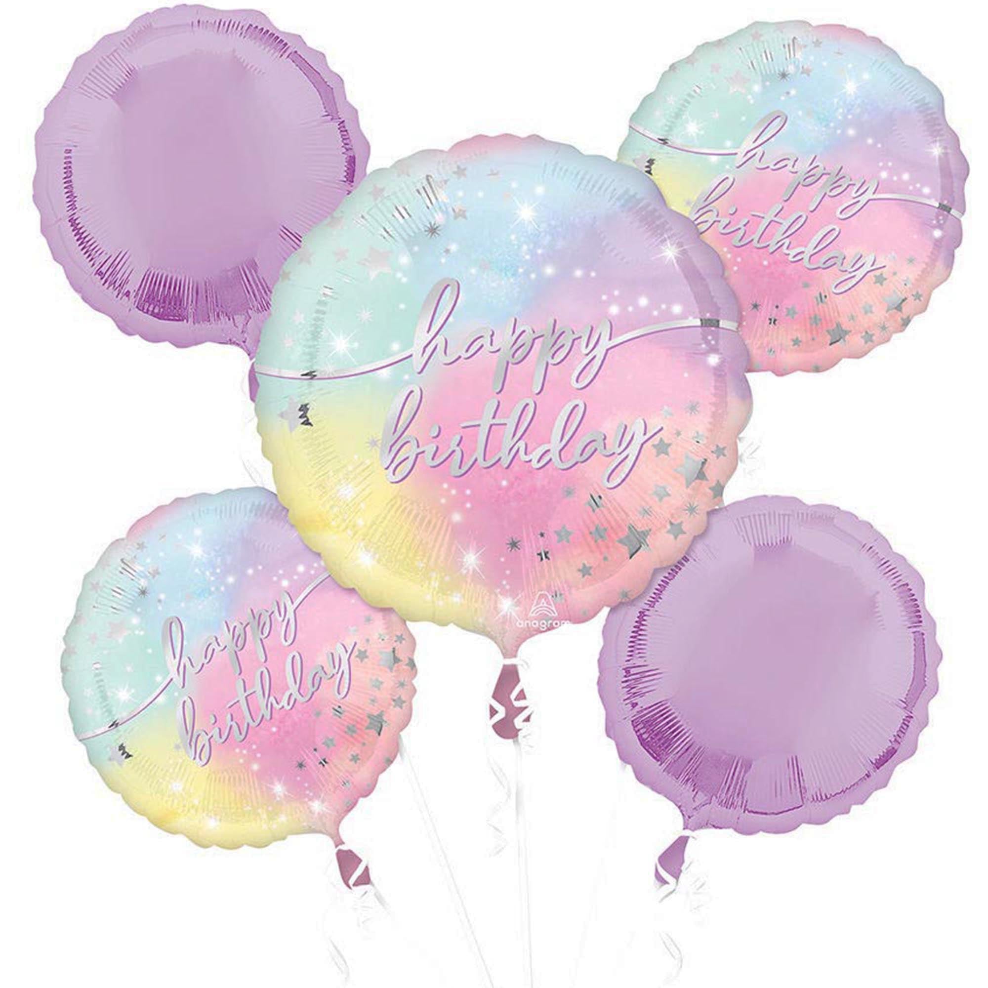 Anagram Happy Birthday Luminous 5ct Balloon Bouquet